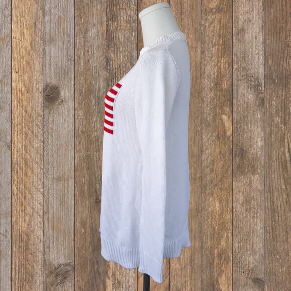 STS Sail to Sable Flag Intarsia Sweater XS White Preppy Americana - Picture 3 of 8